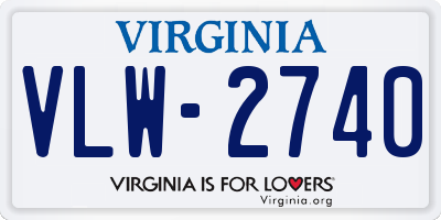 VA license plate VLW2740