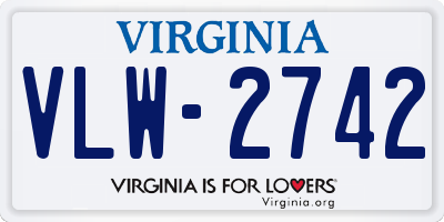 VA license plate VLW2742