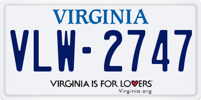 VA license plate VLW2747