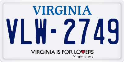 VA license plate VLW2749