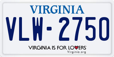 VA license plate VLW2750