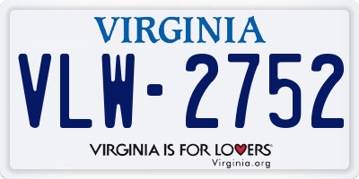 VA license plate VLW2752