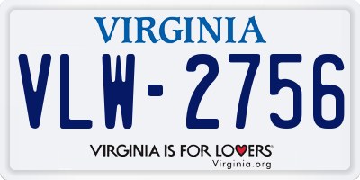 VA license plate VLW2756