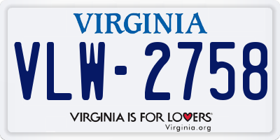 VA license plate VLW2758