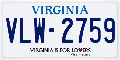 VA license plate VLW2759