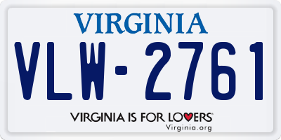 VA license plate VLW2761