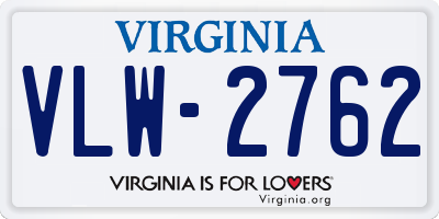 VA license plate VLW2762