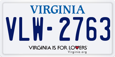 VA license plate VLW2763