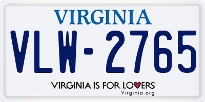 VA license plate VLW2765