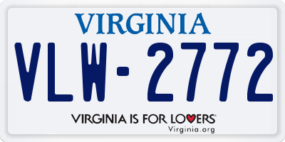 VA license plate VLW2772