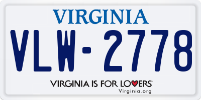 VA license plate VLW2778