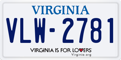 VA license plate VLW2781