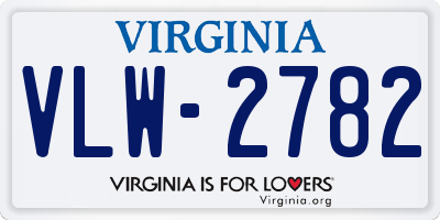 VA license plate VLW2782