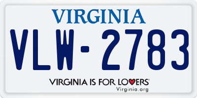 VA license plate VLW2783