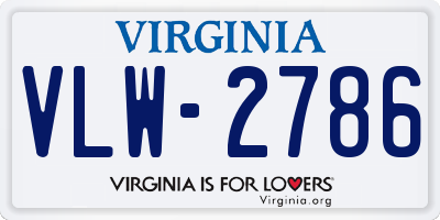 VA license plate VLW2786