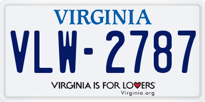 VA license plate VLW2787