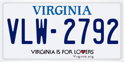 VA license plate VLW2792