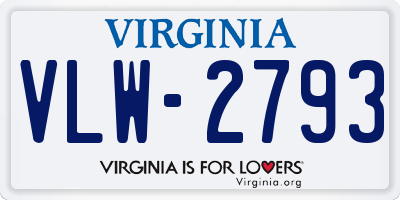 VA license plate VLW2793