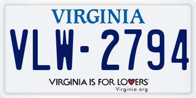 VA license plate VLW2794