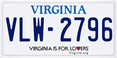 VA license plate VLW2796