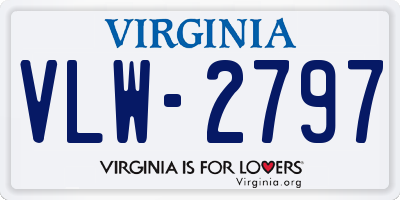 VA license plate VLW2797