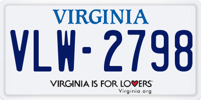 VA license plate VLW2798