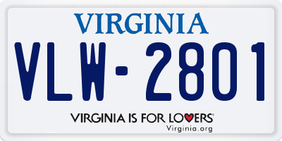 VA license plate VLW2801