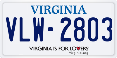 VA license plate VLW2803