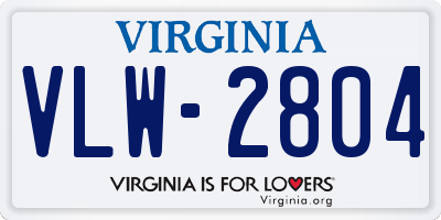 VA license plate VLW2804