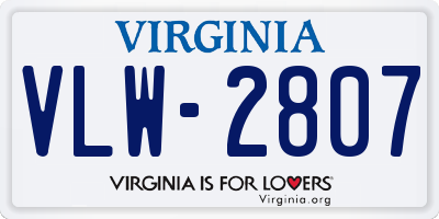 VA license plate VLW2807