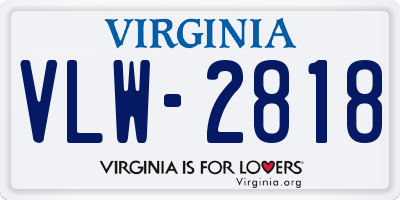 VA license plate VLW2818