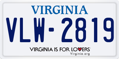 VA license plate VLW2819