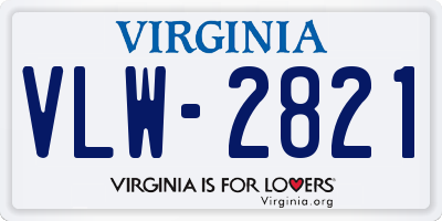 VA license plate VLW2821