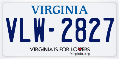 VA license plate VLW2827