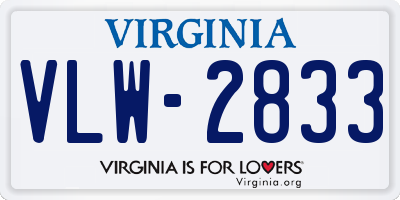 VA license plate VLW2833