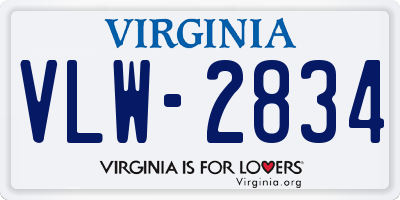 VA license plate VLW2834