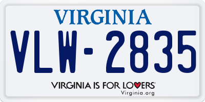 VA license plate VLW2835