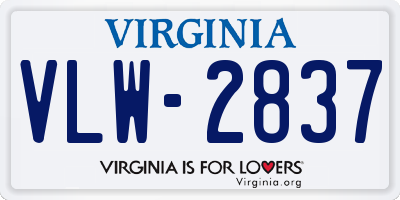 VA license plate VLW2837