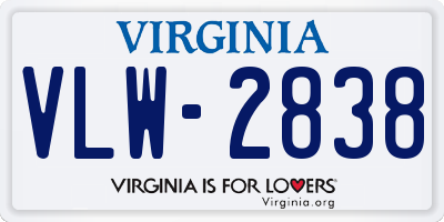 VA license plate VLW2838