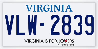 VA license plate VLW2839