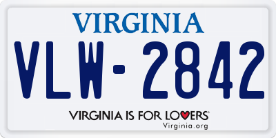 VA license plate VLW2842