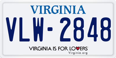 VA license plate VLW2848