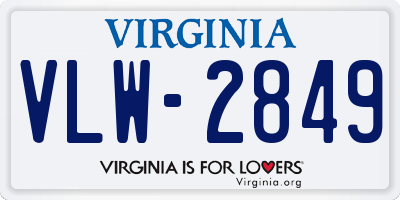 VA license plate VLW2849