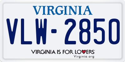 VA license plate VLW2850