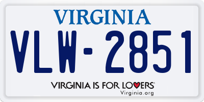 VA license plate VLW2851