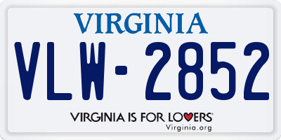 VA license plate VLW2852