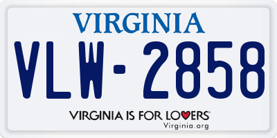 VA license plate VLW2858