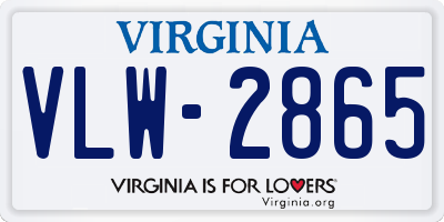 VA license plate VLW2865