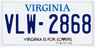 VA license plate VLW2868