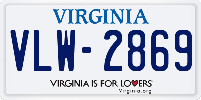 VA license plate VLW2869